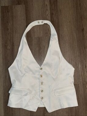 New York & Company White Halter Vest Top